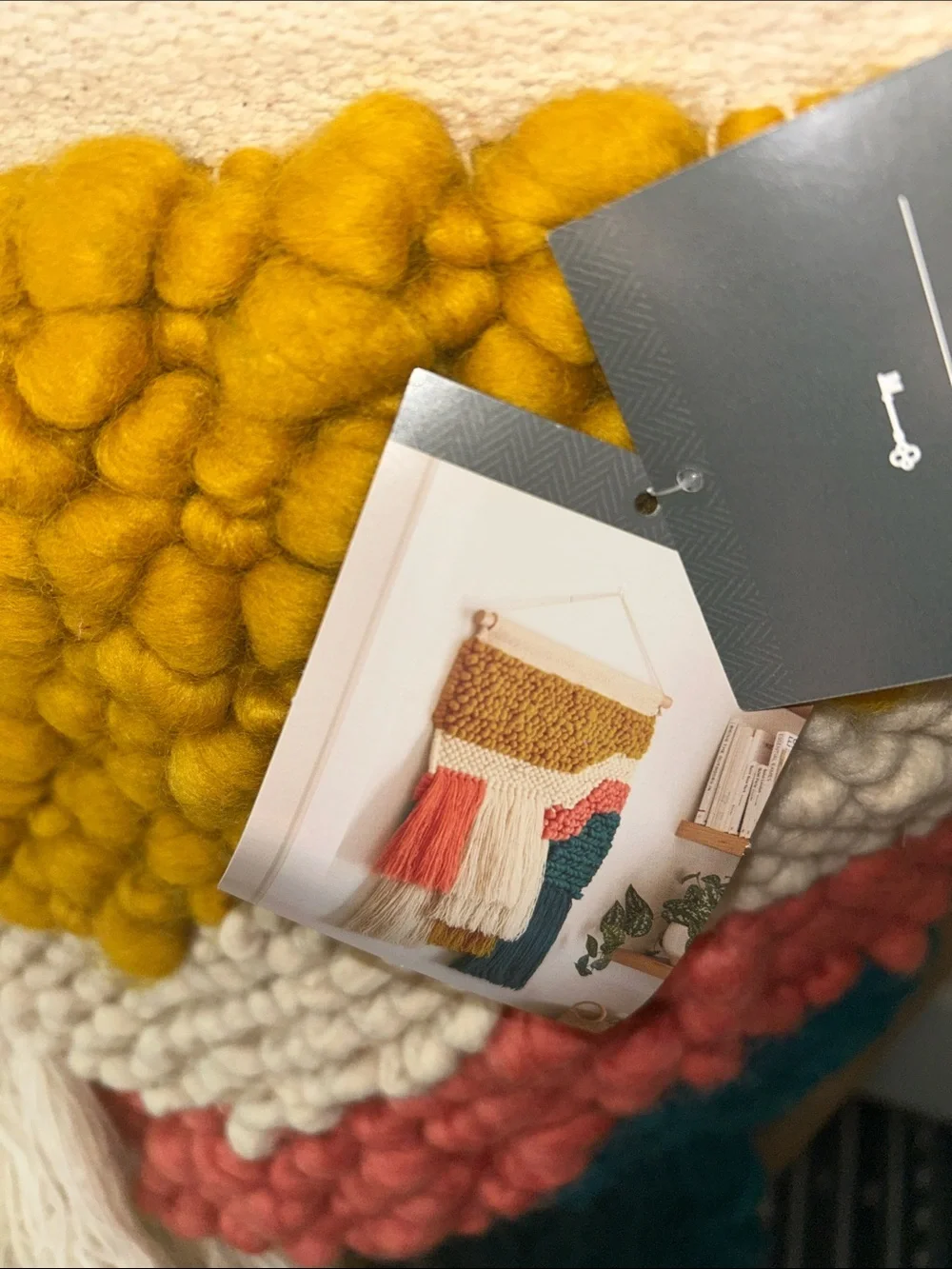 Threshold Chunky Handwoven Tapestry Mustard, Cream, Coral & Teal . 18” x 30”